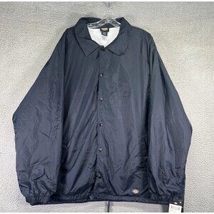 NWT Dickies  Snap Front Jacket Mens S Black Nylon Weather Resistant Windbreaker